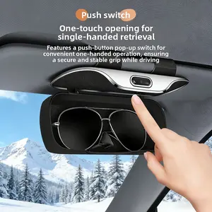 Car Press-Button Eyeglass Case, Car Sun Visor Card Storage Sunglasses Box, Automotive Glasses Clip Accessories, Car Organization Accessories, Car Storage Organizers, Car Sunglasses Holder