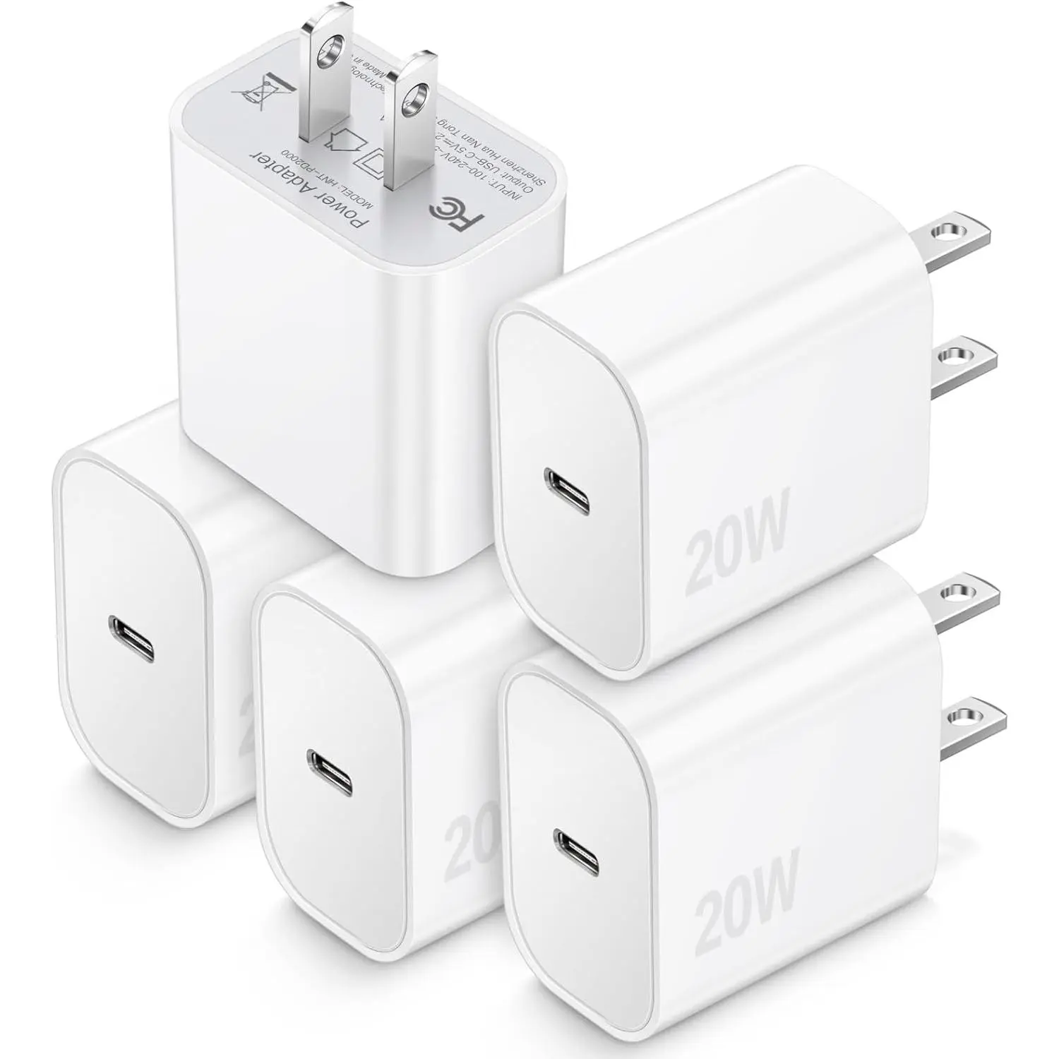 USB C Charger Block, TypeC  Blocks 5Pack, 20W PD Quick Fast Charger Box Brick Cube Compatible with  16/15/14 Pro Max/14 Plus/13 Pro/12 Pro/AirPods/iPad/Galaxy,Pixel 4/3