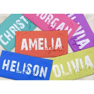 Scripty Style Personalized Beach Towel - Custom Pool Towel with Name Outside - Cotton Print - Perfect for Birthdays or Vacation Gifts