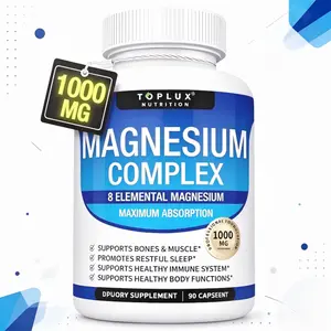 Natural Magnesium Glycinate Complex 1000mg Elemental 8 Types Magnesium Citrate Malate Taurate Soft Capsules High Bioavailability Support Bone Health Muscle Recovery Immune Care Daily Edible Supplement