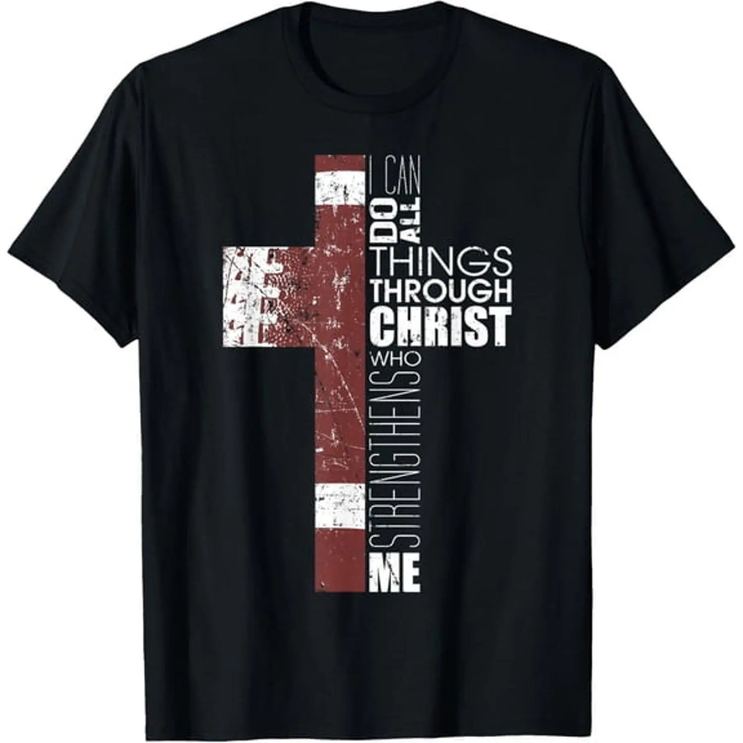 Women's Short-Sleeve Casual Christian Football Verse T-Shirt - "I Can Do All Things Through Christ" Inspirational Bible Scripture Athletic Tops, Faith-Based Graphic Clothes