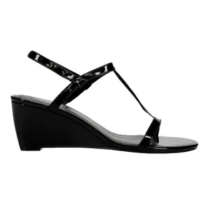 Vaneli Mohan Wedge Sandal Black Patent  312918-BLK Women's