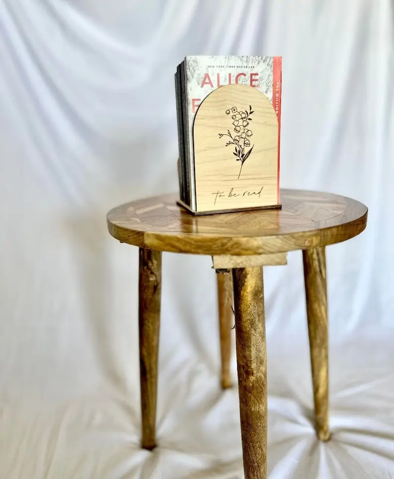 Birth Flower To Be Read Book Stand, Wooden Book Stand, Book Organization, Bookworm Gift