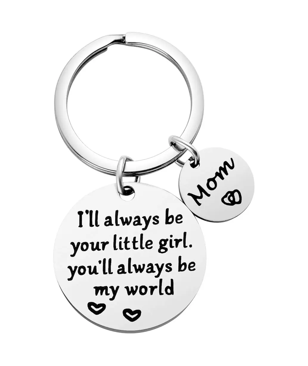 Stainless Steel Mother Keyring - Durable Elegant Coin-Shaped Keychain Accessory, Heart Graphic, Feminine Design, Sentimental Message, Mom Gift Set for Mother’s Day, Birthday from Daughter, Mom Gifts Set, Gifts For Mom
