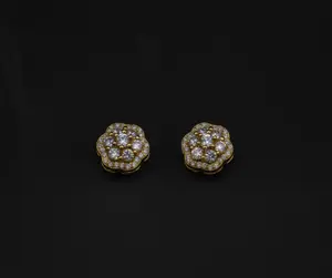 Moissanite And Gold Flower Earrings