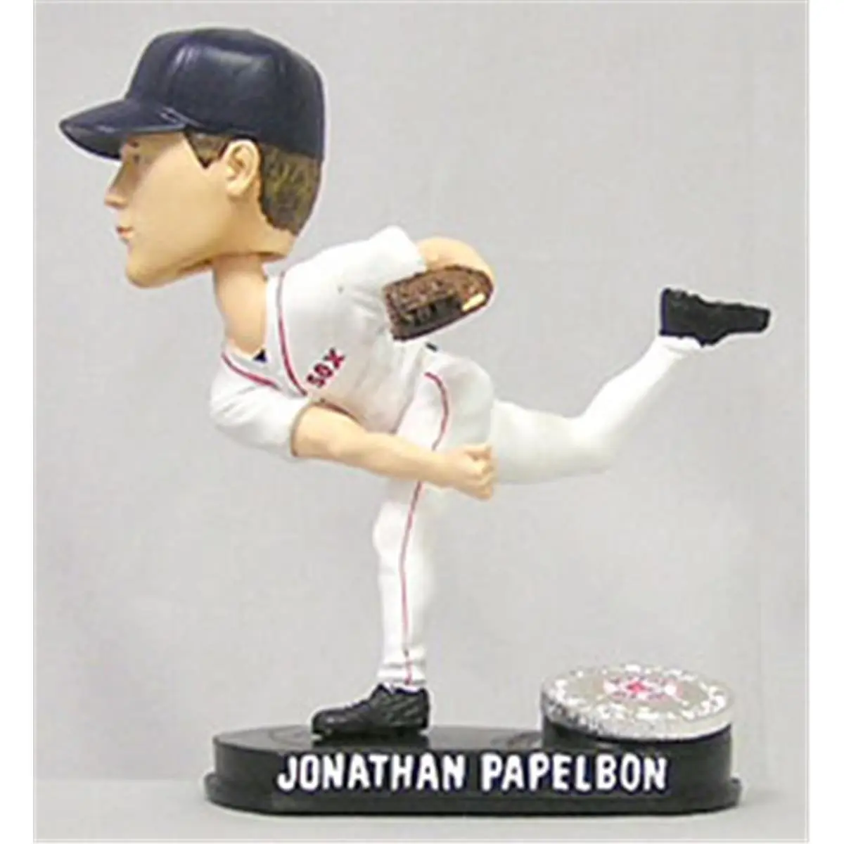 FOCO Boston Red Sox Jonathan Papelbon Team Logo Blatinum Baseball Bobblehead, Limited Edition (Hand Numbered, Limited to 2007 Pieces Per Player), 8" Tall, Black Base, Sports Collectible Accessory