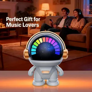 FOUBEAK Cute Astronaut Small Speaker, Small Wireless Portable Speaker with LED Light, Home Party Office Decoration Subwoofer, Portable Speaker, Birthday Gift