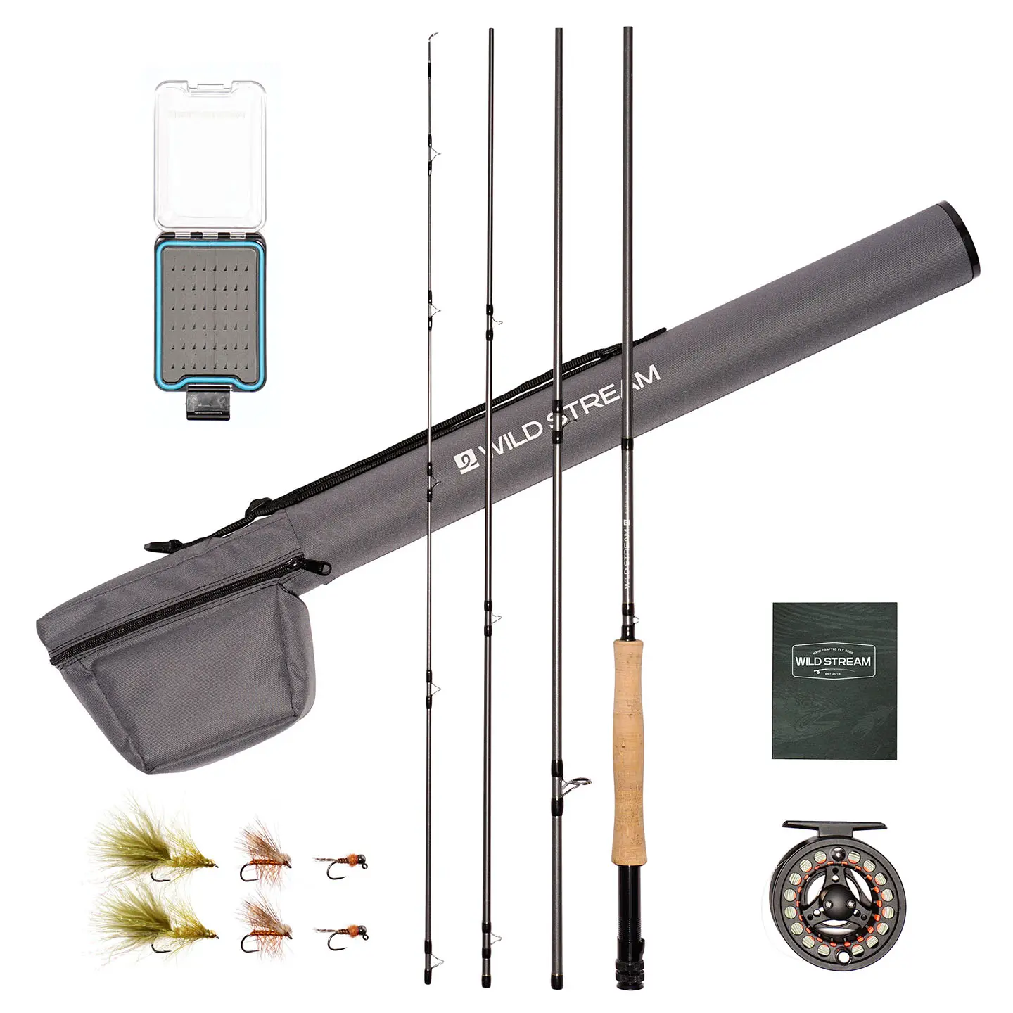 Wild Stream Fly Rod and Reel Combo Starter Kit with Rod Case, Extra Tip Section, Fast Action