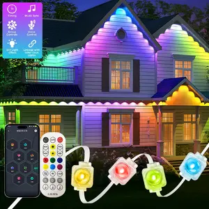 100Ft Permanent Outdoor Eaves Lights IP67 Waterproof Smart RGB with App & Infrared Remote Control DIY Scene Modes for House Roof Garden Lighting Christmas Holiday Decor White