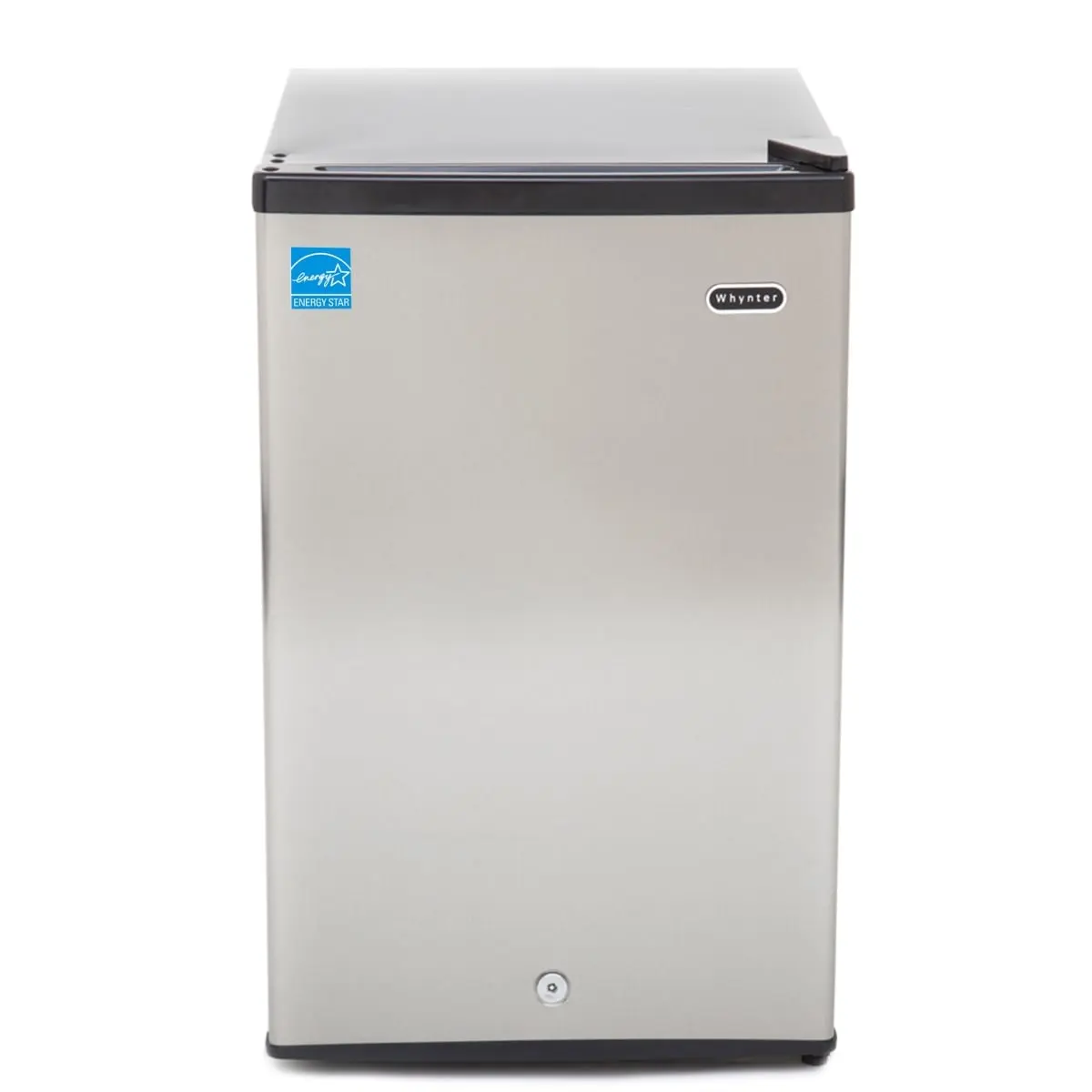 Whynter CUF-301SS Energy Star Rated Compact Upright Freezer - 3.0 cu. ft., Stainless Steel, Lock, Black Cabinet, Reversible Door, 3 Condenser Coil Shelves, Ideal for Small Spaces