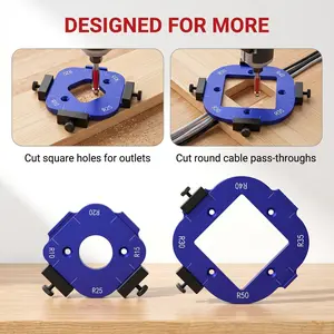 2 Pack Router Corner Radius Template with Bring 1 drill bit, Premium Aluminum Alloy Router Corner Rounding Jig for Woodworking, 8-in-1 Arc Cutting Guide Set (R10-R50), Fits Trim, Handheld, and Table Routers