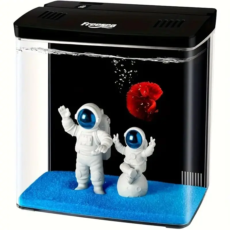 FREESEA Aquarium Betta Fish Tank: 1.5 Gallon Small Fish Starter Kit with Filter and Light for Home | Office | Desktop