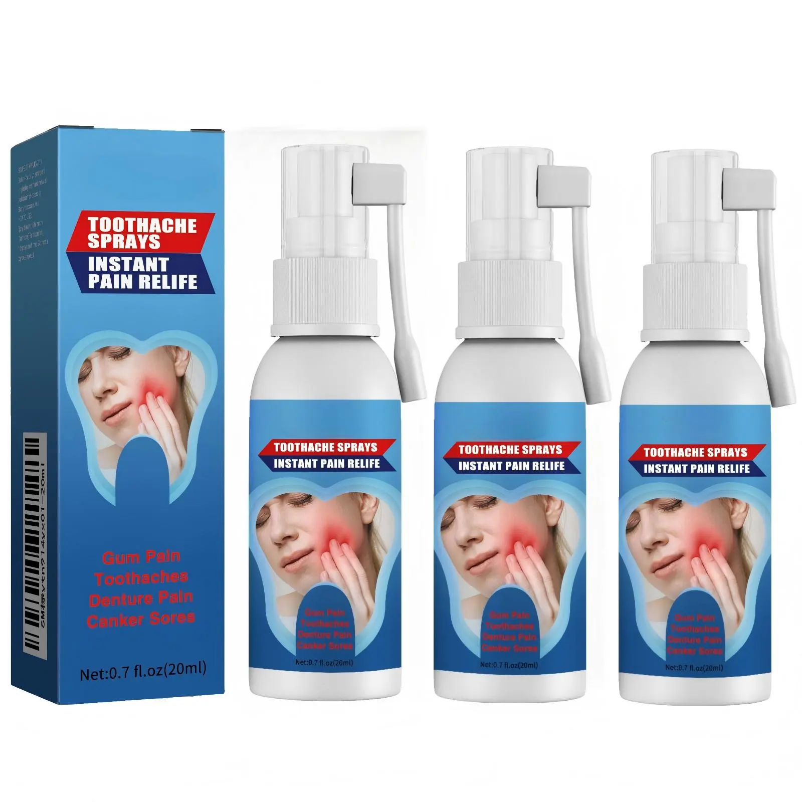 Oral Care Soothing Spray, 3-Pack Breathspray for Teeth Whitening, Gum Health & Bad Breath Control, Unscented Travel-Ready Dental Freshener, Daily, Oral Spray Set, Bad Breath Killer, Adults, Daily Whitening Aid, Oral Hygiene Products, Multi-Pack