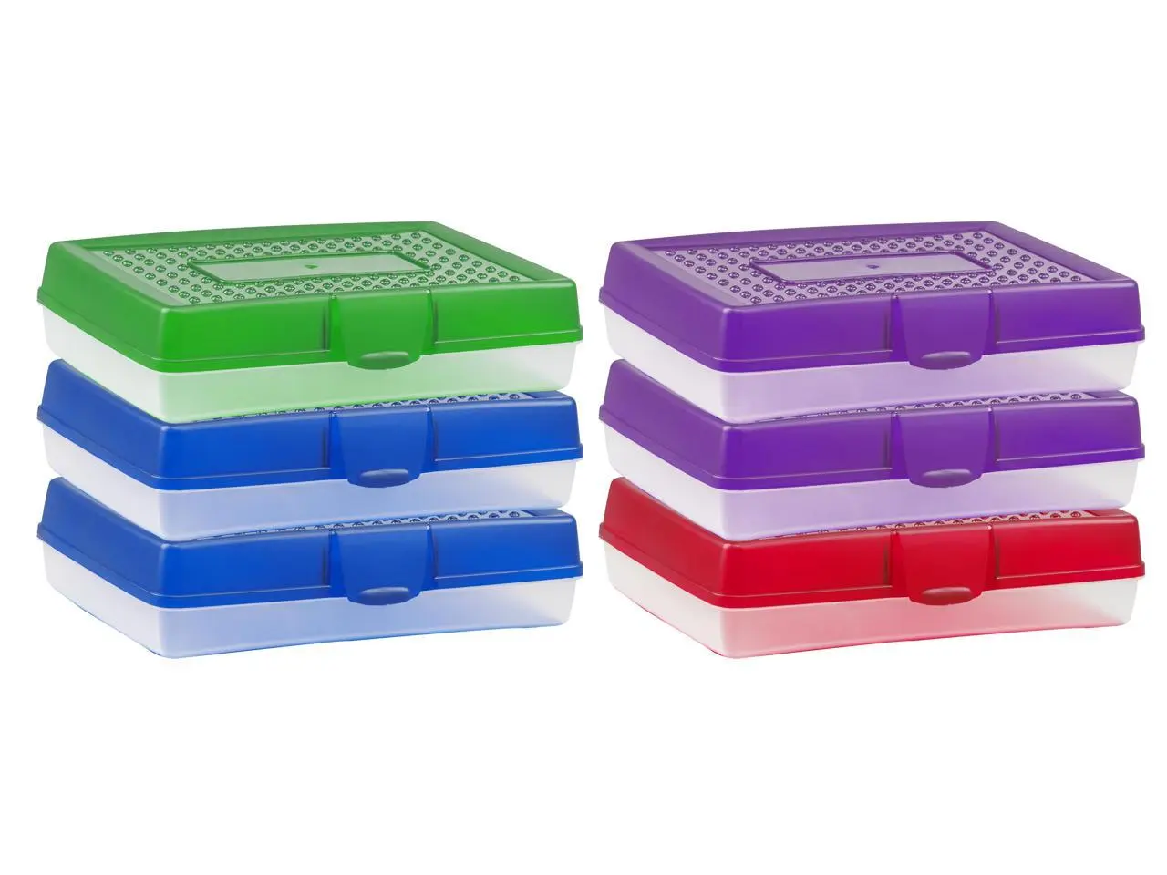 Storex Large Pencil Case, 2 Blue, 2 Purple, 1 Green, 1 Red (case of 6)