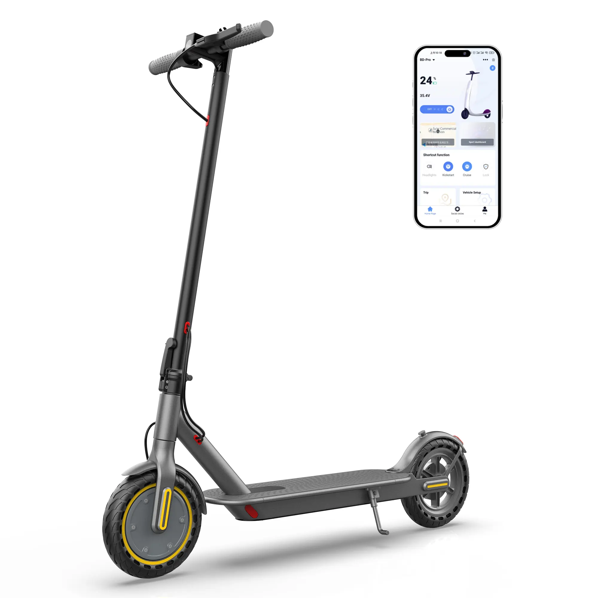 Adult Commuting Scooter with 8.5" Tire, 350W Motor, 7.8Ah Battery, 19MPH Max Speed, Extended Range, Dual Brakes, App Compatibility, Lightweight Design