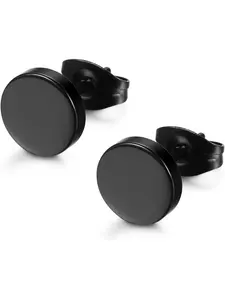 316L  Steel Hypoallergenic Black Stud Earrings for Men Women, Round Waterproof Cartilage & Lobe Jewelry, Comfortable Everyday Fashion Accessory Ear Studs, 3mm-8mm