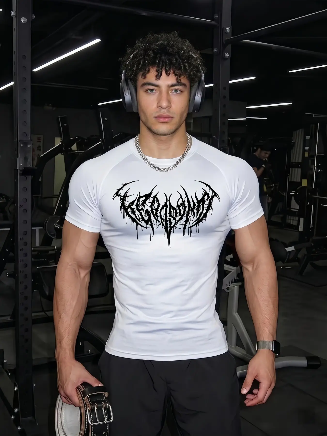 Men's Quick-Dry Compression T-Shirt, Cool Totem Print Design, High Stretch, Breathable, Moisture-Wicking Fabric, Gym Athletic Clothes, Athletic Sports Clothing, Gym T Shirts, Ideal for Gym, Running, Outdoor Training & Casual Wear