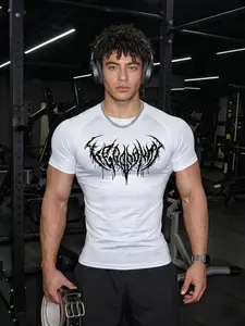 Men’s Quick-Dry Compression T-Shirt, Cool Totem Print Design, High Stretch, Breathable, Moisture-Wicking Fabric, Ideal for Gym, Running, Outdoor Training & Casual Wear