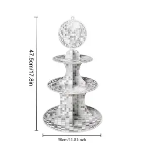 Three-layer thick silver spotlight cake rack is very suitable for displaying desserts at birthday, Christmas and Halloween parties.