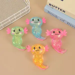 4-Pack Cute Glitter Axolotl Stress Relief Toys, Soft Slow-Return Sensory Fidget Toy, Sparkly Squishies, Anxiety Relief, Home Decor, Party Gift