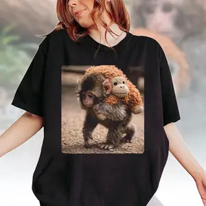 Punch & Stuffed Monkey Toy  Shirt, Lonely Punch Wash Shirt, Baby Monkey T-Shirt, Punch Meme Shirt, Gift for Her