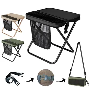 Large Fishing Chair Outdoor Portable Folding Chair - 1.5 lbs Ultra Light 500lbs Capacity with Shoulder Strap & Velcro Pockets, Top Thanksgiving/Christmas Gifts for Camping Parties