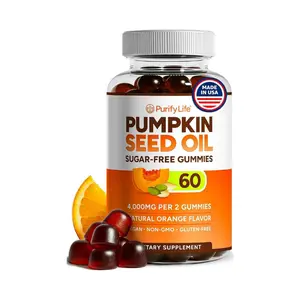Purify Life | Sugar-Free Pumpkin Seed Oil Gummies (4000mg/Serving, 60ct) - Pumpkin Seed Oil Complex, Natural Orange Flavor, Vegan Formula
