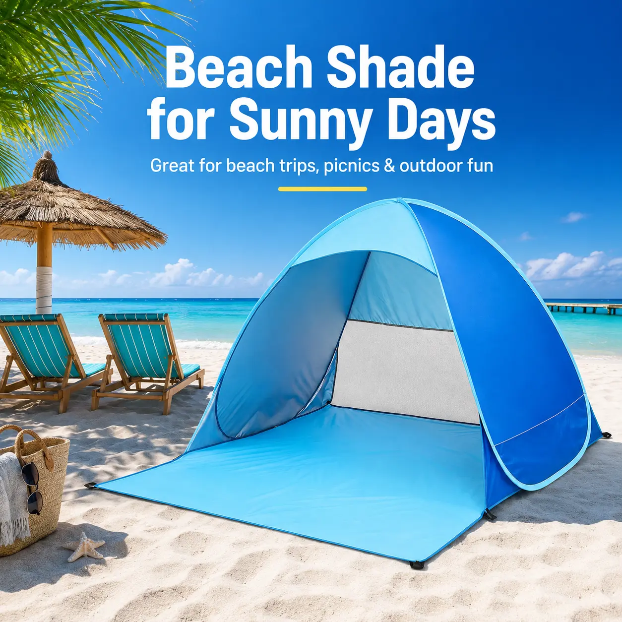 Spacious Pink or Blue Pop-up Beach Tent - UPF 50+ UV Protection Family Sun Shelter, Waterproof Lightweight Canopy Fold Out Tent for Camping, Picnic