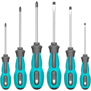 Set, 6- Screw Driver Kit with 3 Phillips and 3 Flat, Professional Non-Slip Cushion Grip Nut Driver Repair Tool Set. Stocking Stuffers for Men Gifts