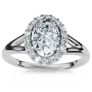1 1/5Ct Oval Diamond Halo Engagement Ring 14k Gold Lab Grown