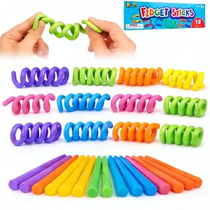 Fidget Toys Sensory Sticks for Kids: 12 Pack Sensory Toys for Kids with Autism Calming - Quiet Fidgets for Classroom Must Have - Creative Students Prizes Fun Party FavorsGifts Classroom    ChristmasGifts   TikTokShopBlackFriday Stocking Stuffers