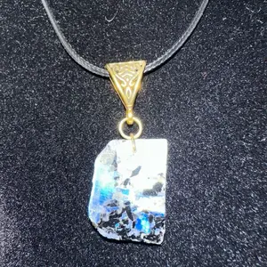 Stunning Rainbow Moonstone Pendant with Lots of Flash - Vibrant Colors & Sparkling Effect - Complementary Rope Chain Necklace - Versatile Jewelry Gift