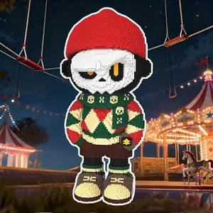 Circus Bad Guy Clown Bear 3D Puzzle Building Block Ornament, Room Decoration, Home Decor, Party Decor, Handmade Crafts, Collection Statue DIY Lover