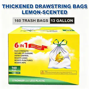 160 Count 13 Gallon Trashbags, Individually Folded Drawstring Trash Bags , Puncture-Resistant, Non-Tear, Easy-to-Use for Kitchen ,Office,Outdoors,Party,SummerVibes petlovers