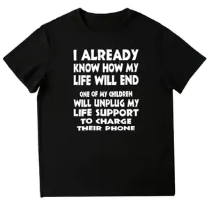 100% Cotton Black Tee With White Lettering, Funny Unique Graphic T-Shirt, Casual Daily Top Ideal For Daily Wear & Perfect Gift Choice