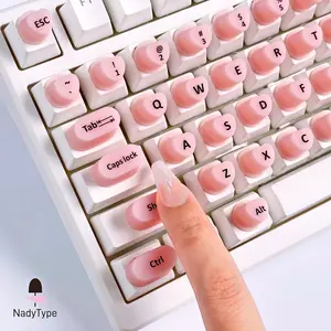 NadyType Pastel Heart Shape Silicone Key Bubbles 70 Pcs Raised Keyboard Stickers for Long Nails Comfortable Typing Universal Fit PC Accessories