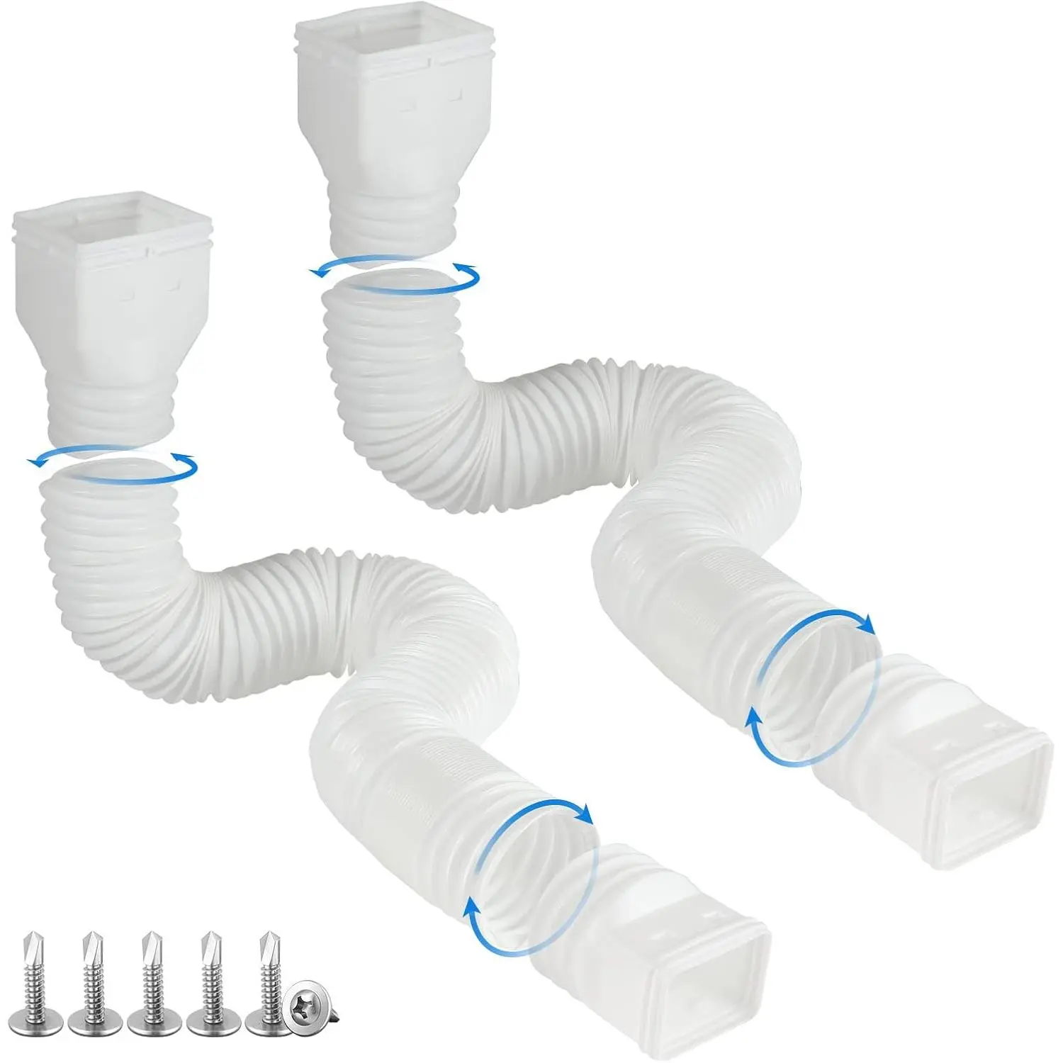 White-2pack Rain Gutter Downspout Extensions Flexible, Drain Downspout Extender,Down Spout Drain Extender, Gutter Connector Rainwater Drainage,Extendable from 21 to 68 Inches