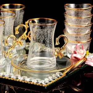 Turkish 18pcs Beautiful Luxury Style Tea Set for Coffee or Tea - Perfect for Your Kitchen