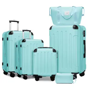 Luggage Sets 6 Piece with Duffel Bags Hardside Expandable Suitcases with Spinner Wheels TSA Lock in Vibrant Aqua