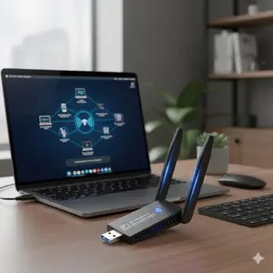 1300Mbps High-Speed USB 3.0 Wi-Fi Adapter Dual Band 5GHz 2.4GHz with High Gain Antenna for Desktop PC Laptop Windows 11/10/8/7 Stable Wireless Internet Network Dongle