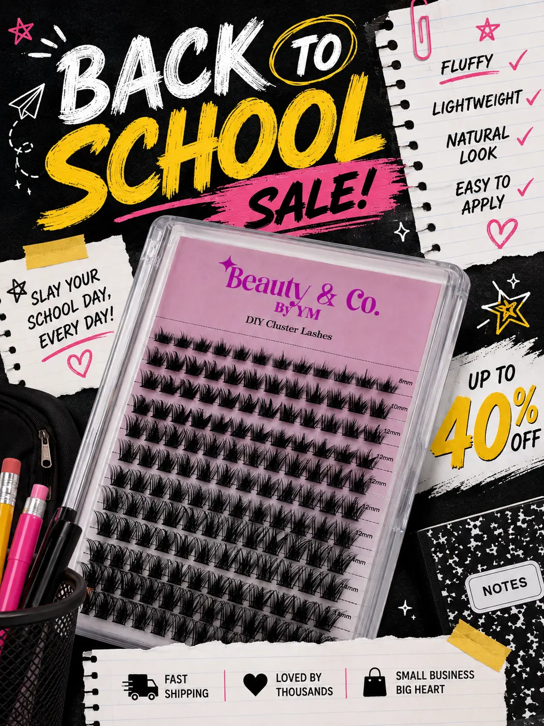 Beauty&Co 144 PCS Wispy Lash Clusters #73: 8–16mm Fluffy Volume Individual Lashes with Soft Thin Band for Natural DIY eyelash Extensions