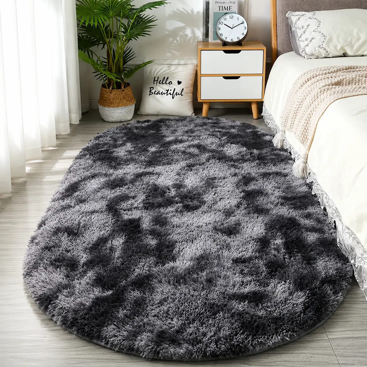 1pc Tie-Dyed Soft Plush Non-Slip Shag Area Rug - Pet-Friendly Bedside/Living Room/Dorm Decor Carpet