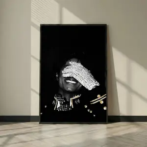 [SALE UP TO 45%] Michael Jackson Wall Art Poster, Iconic Pop Legend Glove Portrait Print, Music Icon Black Minimalist Art, Unframed