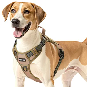 VEVOR Dog Harness for Large Dogs, No Pull Tactical Dog Harness Adjustable Pet Vest, with Handle, Metal Rings, Buckles, Reflective Stitching Nylon Oxford Fabric, for Training, Walking, and Hiking