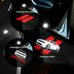 Non Fading LED Car Door Lights Compatible for Dodge Challenger 2015-Present  Car Accessories HD Welcome lamp Projector Ghost Shadow Puddle Courtesy Step Lights 2PCS