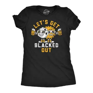 Womens Lets Get Blacked Out Funny Solar Eclipse Party Graphic Tee for Ladies Funny Womens T Shirts Cute Vintage Fashion Casual Ladies T-Shirt Gift Space Tops for Women Funny Drinking Top Women's Novelty Tees Black -