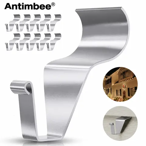 Antimbee Heavy Duty Rust-Resist Steel Vinyl Siding Hooks, 10-Pack No Drill Adjustable Durable Clips, 18lb Capacity, Reusable for Outdoor Wreaths, Christmas Lights, Holiday Decor (Adapts to Horizontal Vinyl Siding)