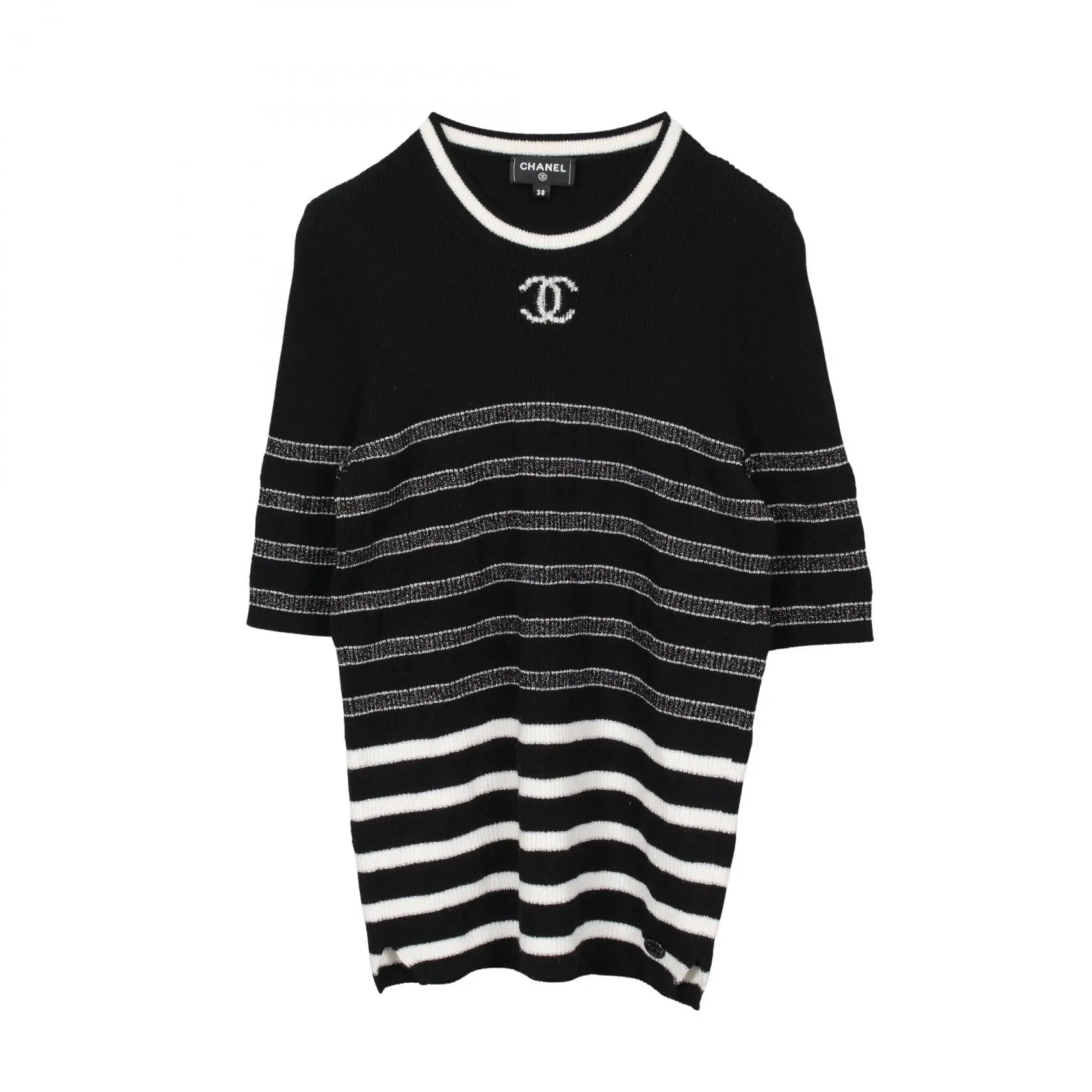 Pre-owned CHANEL Cashmere Small Leather Goods Short Sleeve Knit Top