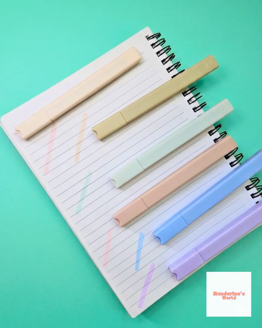 6 Piece Square Highlighter Set - Aesthetic Marker Pens