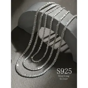 S925 Pure Silver Necklace, Minimalist Chain Necklace, Sparkling Unisex Hip-Hop Style, Versatile Casual Chain, Perfect Gift for Christmas, Thanksgiving, Halloween